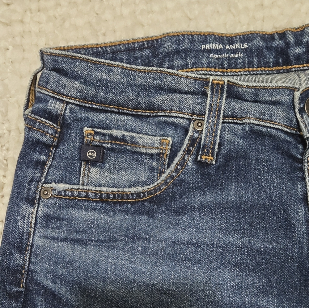 AG Adriano Goldschmied Prima Cigarette Ankle Dark Blue Wash Jeans Size 28R - Picture 3 of 14